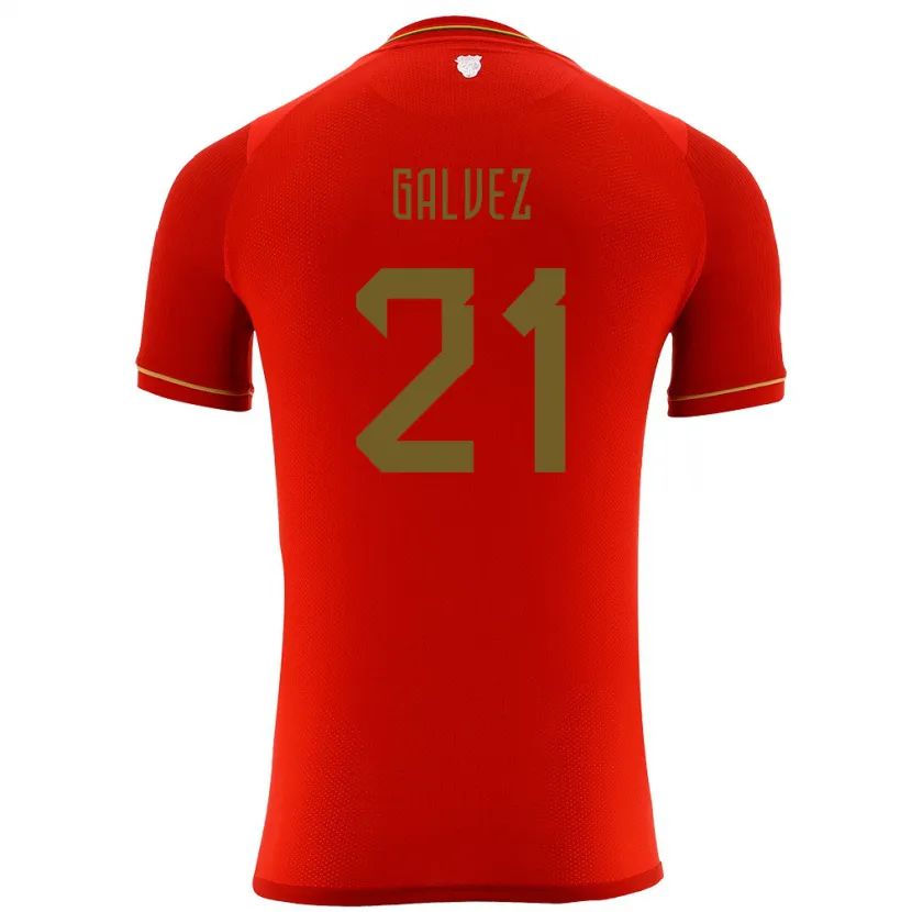 Danxen Dětské Bolívie Vladimir Galvez #21 Červené Daleko Hráčské Dresy 24-26 Dres