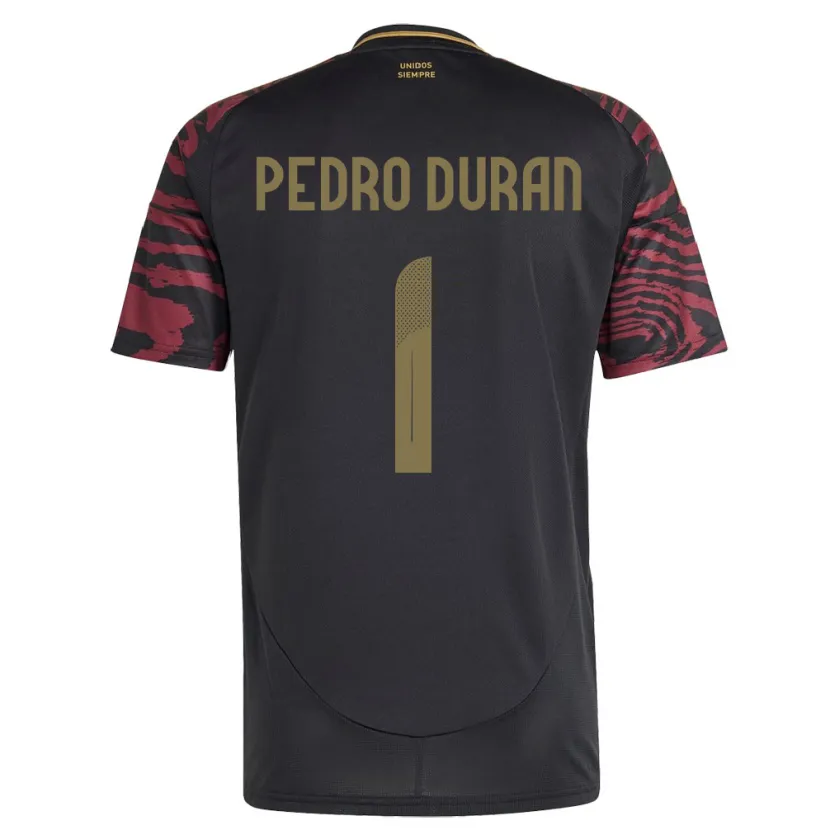 Danxen Dětské Peru Juan Pedro Durán #1 Černá Daleko Hráčské Dresy 24-26 Dres