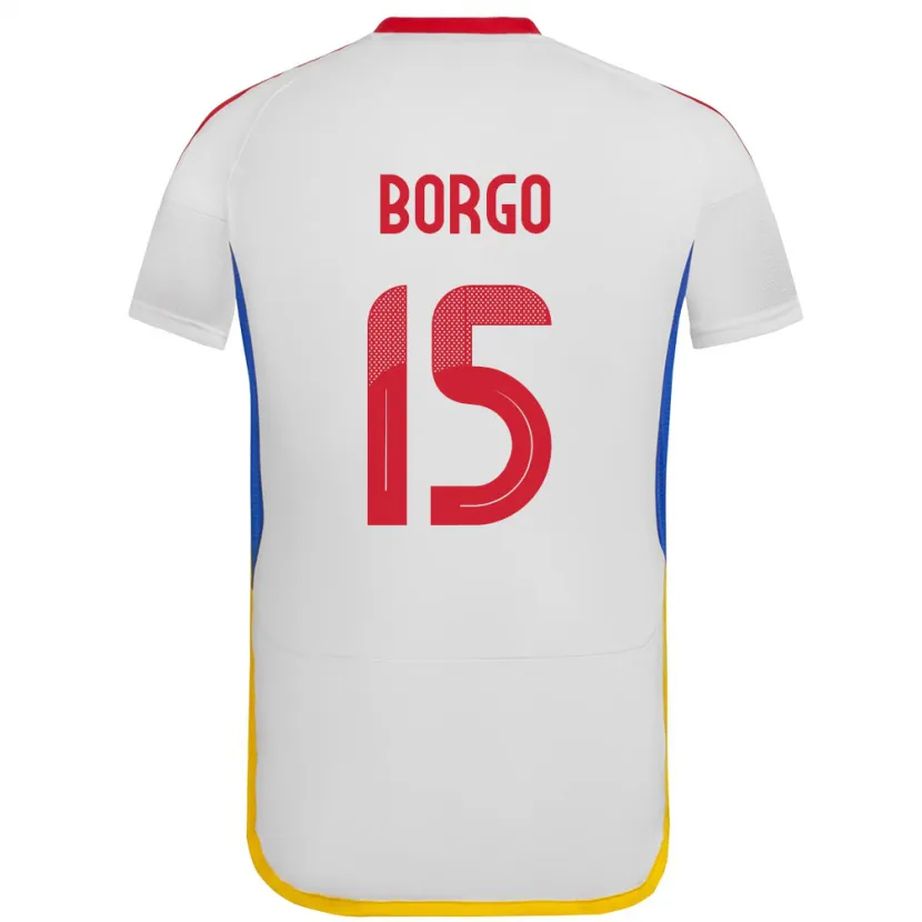 Danxen Dětské Venezuela Ángel Borgo #15 Bílý Daleko Hráčské Dresy 24-26 Dres