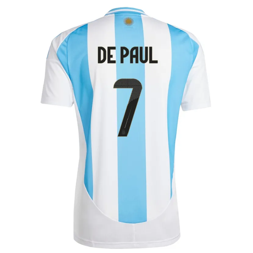 Danxen Pánské Argentina Rodrigo De Paul #7 Bílá Modrá Domů Hráčské Dresy 24-26 Dres