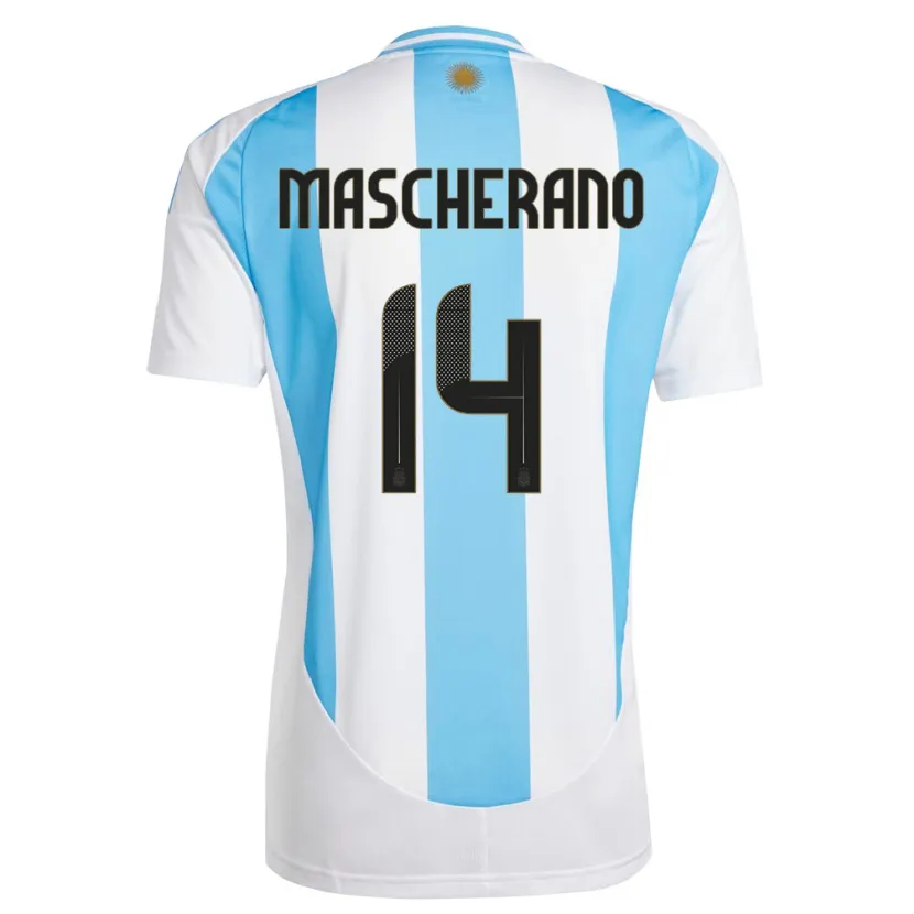 Danxen Pánské Argentina Javier Mascherano #14 Bílá Modrá Domů Hráčské Dresy 24-26 Dres