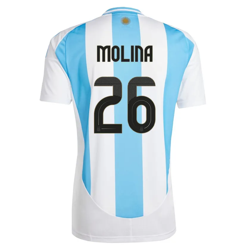 Danxen Pánské Argentina Nahuel Molina #26 Bílá Modrá Domů Hráčské Dresy 24-26 Dres