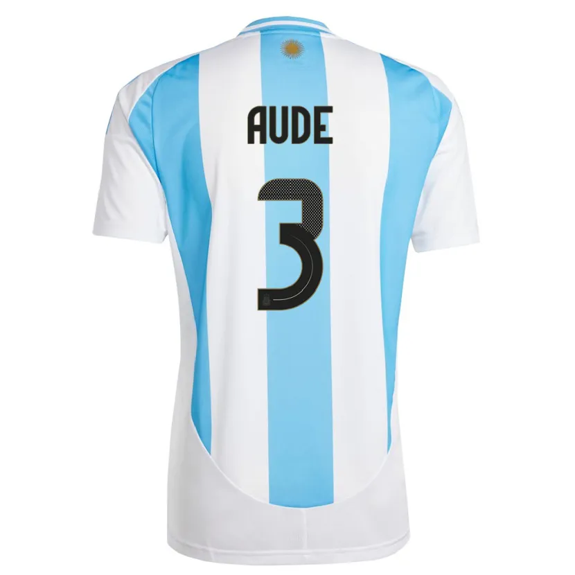 Danxen Pánské Argentina Julian Aude #3 Bílá Modrá Domů Hráčské Dresy 24-26 Dres