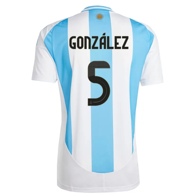 Danxen Pánské Argentina Maximiliano Gonzalez #5 Bílá Modrá Domů Hráčské Dresy 24-26 Dres