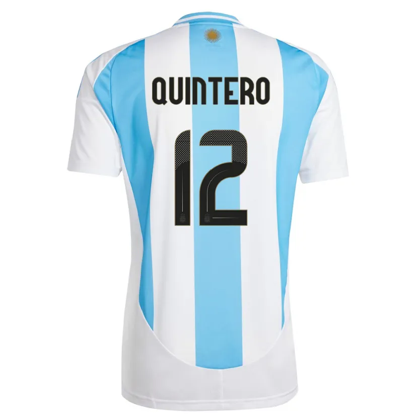 Danxen Pánské Argentina Valentino Quintero #12 Bílá Modrá Domů Hráčské Dresy 24-26 Dres