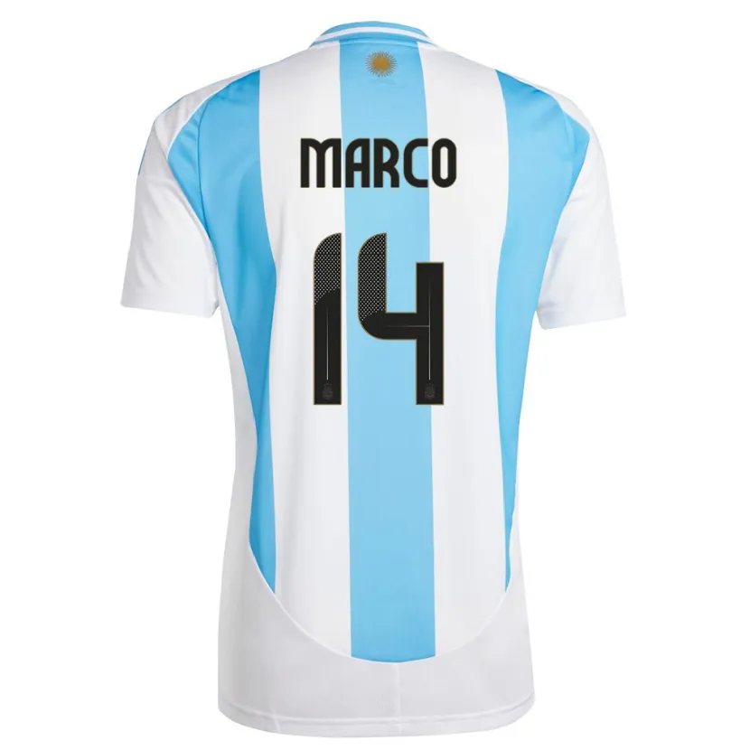 Danxen Pánské Argentina Francisco Marco #14 Bílá Modrá Domů Hráčské Dresy 24-26 Dres