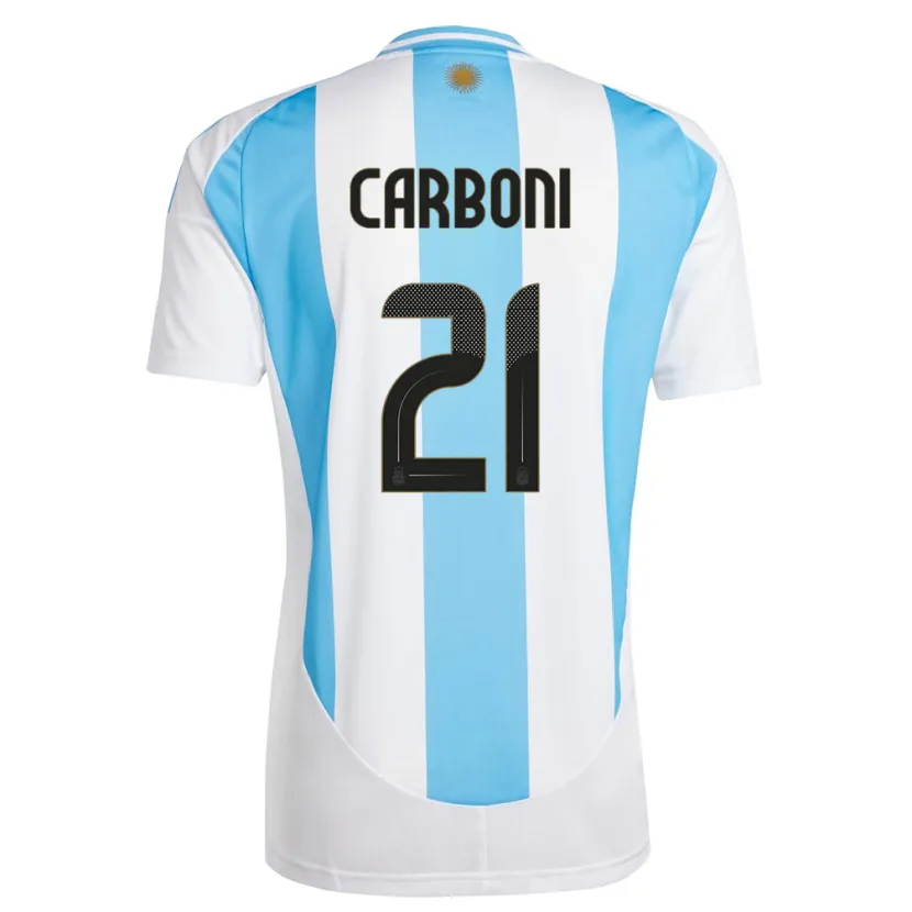 Danxen Pánské Argentina Valentin Carboni #21 Bílá Modrá Domů Hráčské Dresy 24-26 Dres