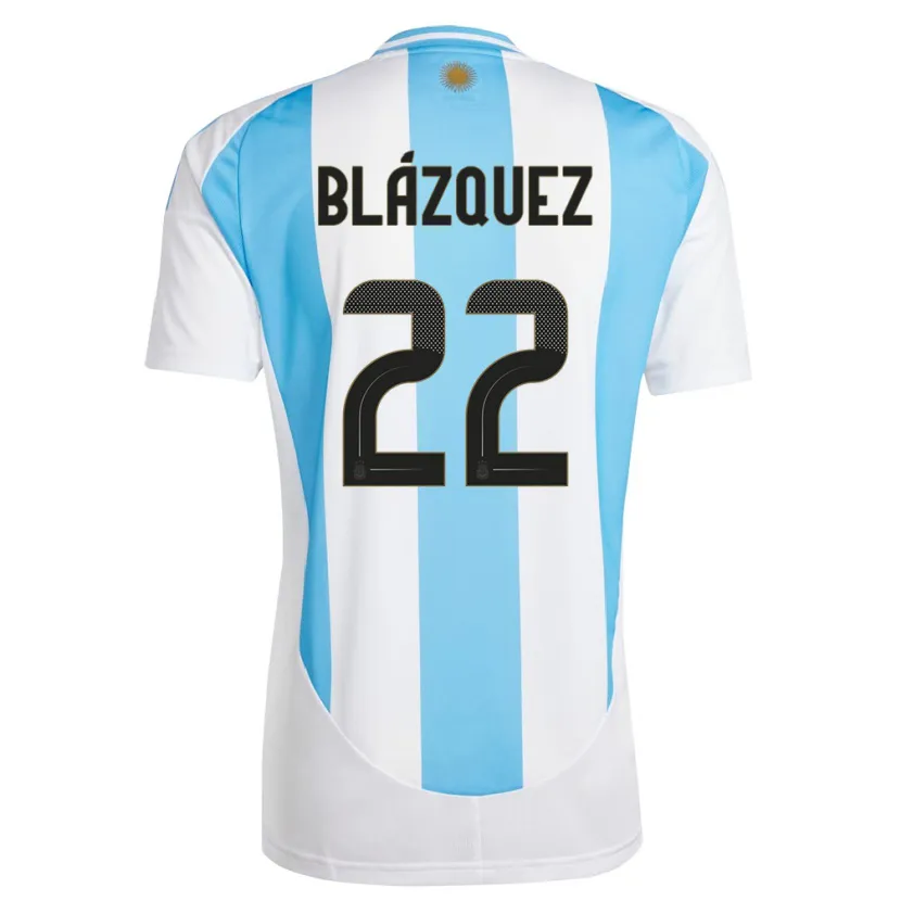 Danxen Pánské Argentina Joaquin Blazquez #22 Bílá Modrá Domů Hráčské Dresy 24-26 Dres