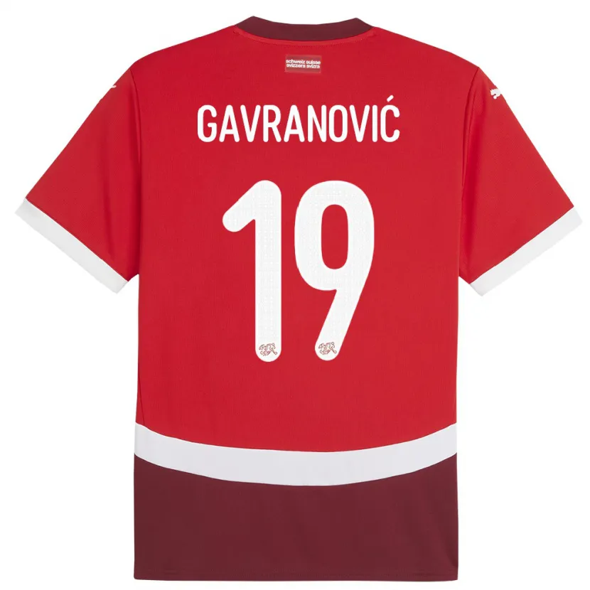 Danxen Pánské Švýcarsko Mario Gavranovic #19 Červené Domů Hráčské Dresy 24-26 Dres