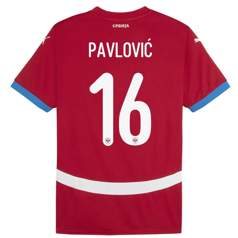 Danxen Pánské Srbsko Sara Pavlovic #16 Červené Domů Hráčské Dresy 24-26 Dres