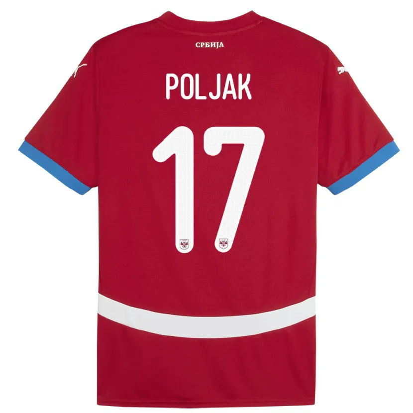 Danxen Pánské Srbsko Allegra Poljak #17 Červené Domů Hráčské Dresy 24-26 Dres