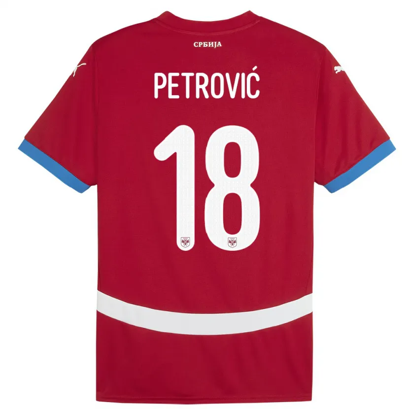 Danxen Pánské Srbsko Emilija Petrovic #18 Červené Domů Hráčské Dresy 24-26 Dres