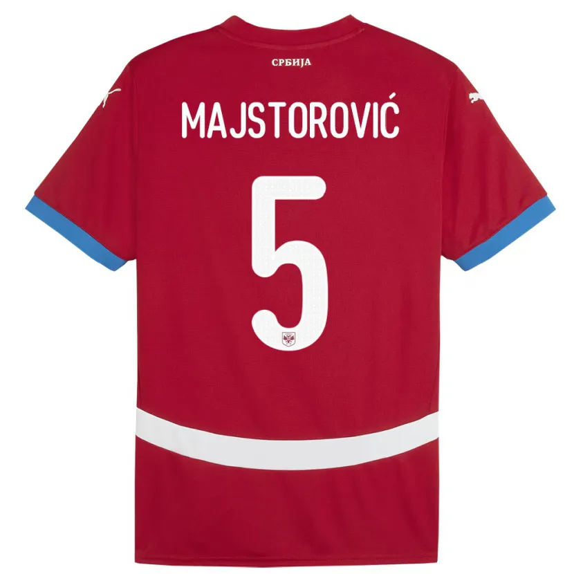 Danxen Pánské Srbsko Milan Majstorovic #5 Červené Domů Hráčské Dresy 24-26 Dres