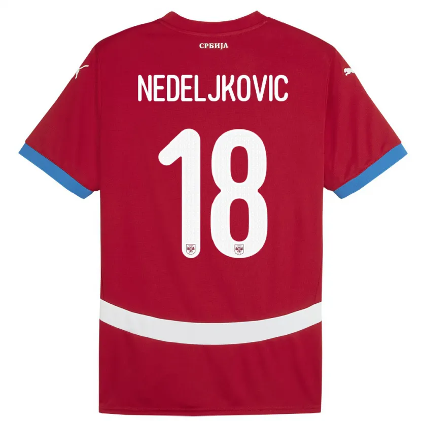 Danxen Pánské Srbsko Kosta Nedeljkovic #18 Červené Domů Hráčské Dresy 24-26 Dres