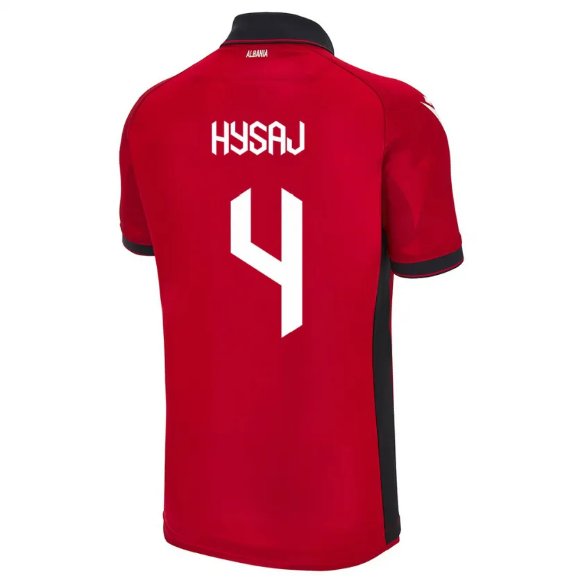 Danxen Pánské Albánie Elseid Hysaj #4 Červené Domů Hráčské Dresy 24-26 Dres