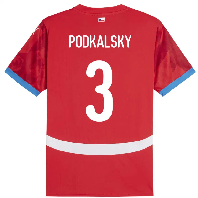 Danxen Pánské Česko Jakub Podkalsky #3 Červené Domů Hráčské Dresy 24-26 Dres