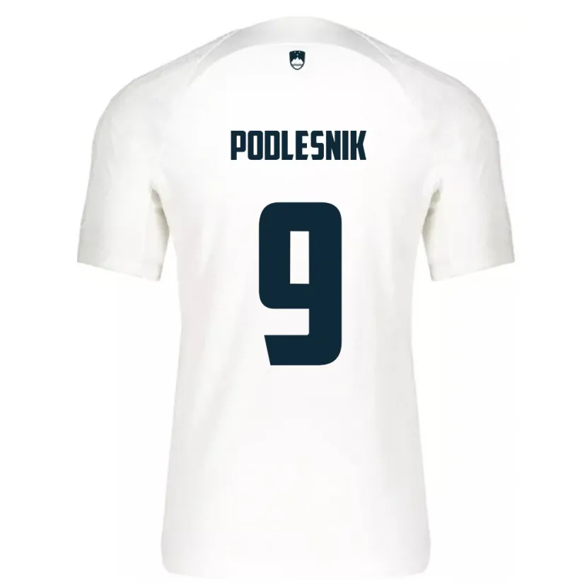 Danxen Pánské Slovinsko Nik Podlesnik #9 Bílý Domů Hráčské Dresy 24-26 Dres