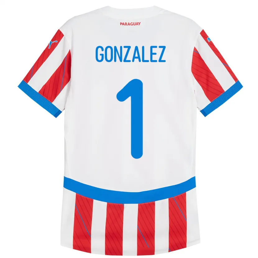 Danxen Pánské Paraguay Ángel González #1 Bílá Červená Domů Hráčské Dresy 24-26 Dres