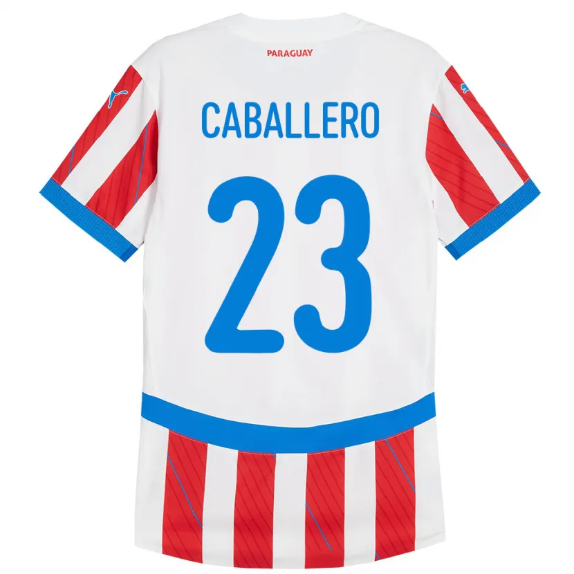 Danxen Pánské Paraguay Tiago Caballero #23 Bílá Červená Domů Hráčské Dresy 24-26 Dres