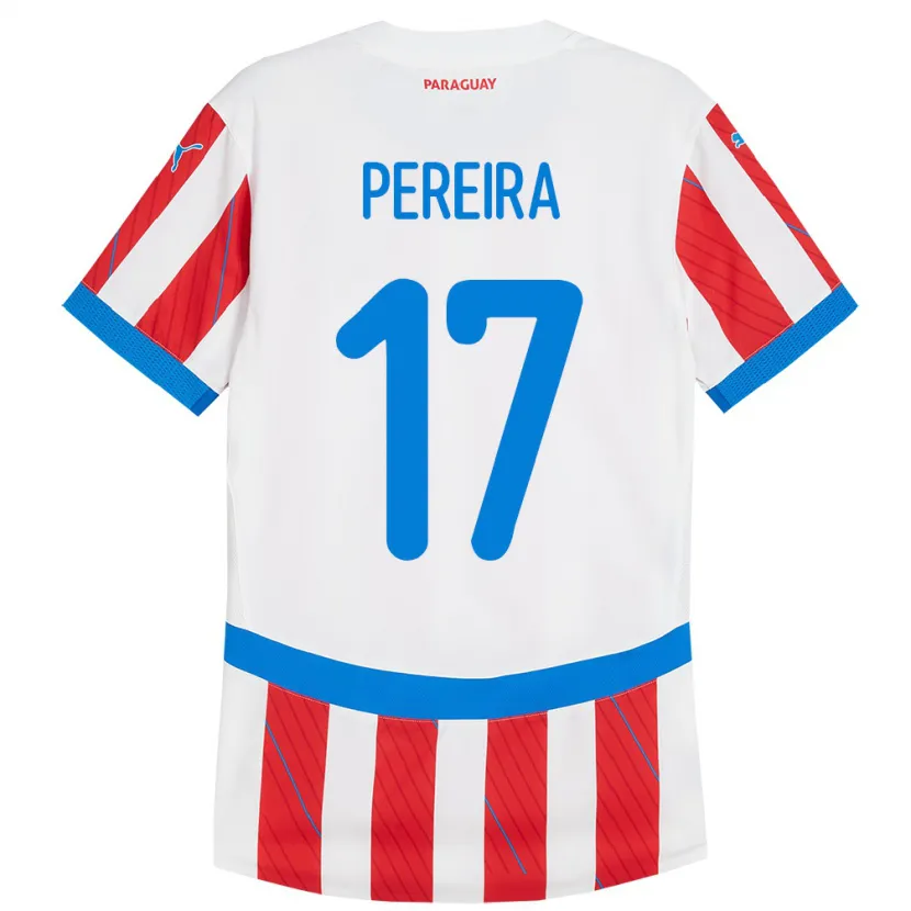 Danxen Pánské Paraguay Kevin Pereira #17 Bílá Červená Domů Hráčské Dresy 24-26 Dres