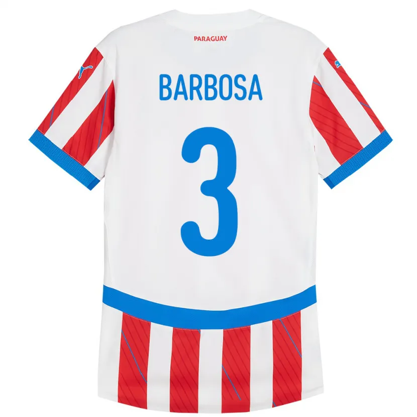 Danxen Pánské Paraguay Camila Barbosa #3 Bílá Červená Domů Hráčské Dresy 24-26 Dres