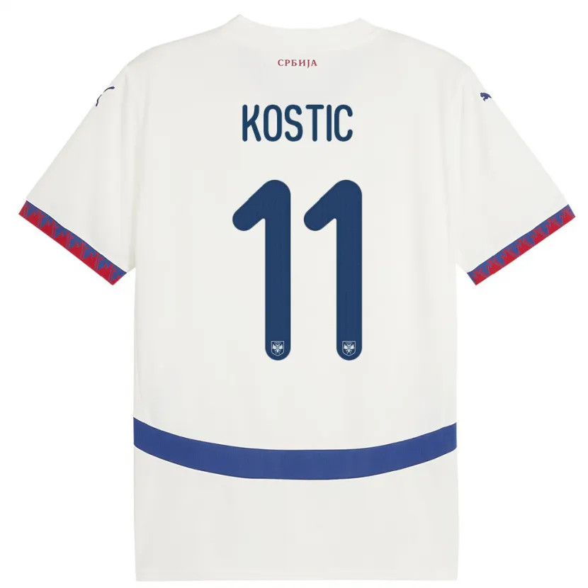 Danxen Pánské Srbsko Filip Kostic #11 Bílý Daleko Hráčské Dresy 24-26 Dres