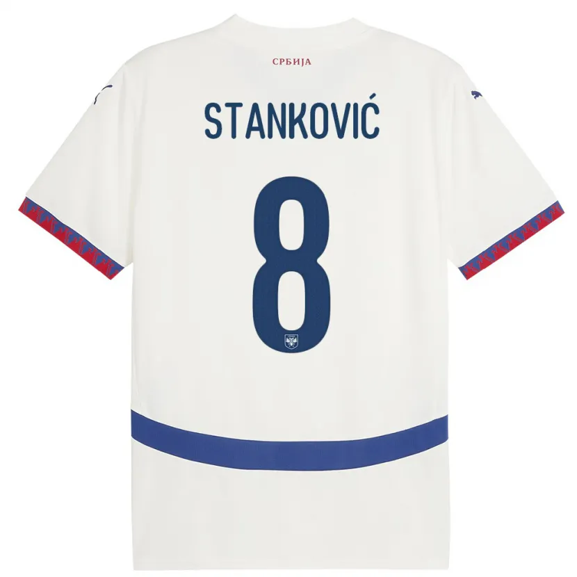 Danxen Pánské Srbsko Aleksandar Stankovic #8 Bílý Daleko Hráčské Dresy 24-26 Dres