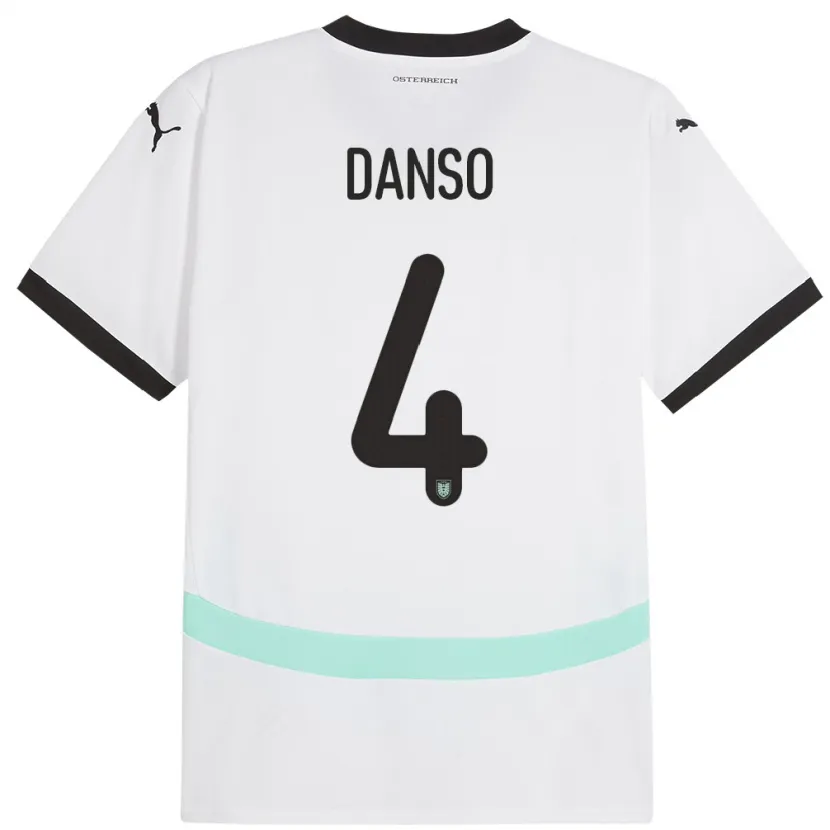 Danxen Pánské Rakousko Kevin Danso #4 Bílý Daleko Hráčské Dresy 24-26 Dres