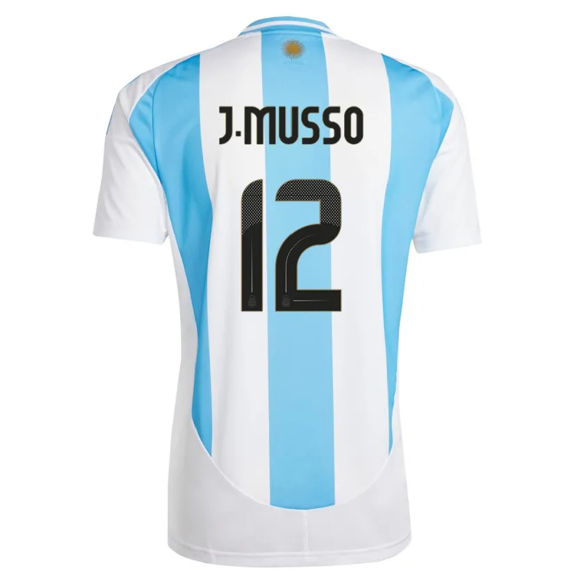 Danxen Dámské Argentina Juan Musso #12 Bílá Modrá Domů Hráčské Dresy 24-26 Dres