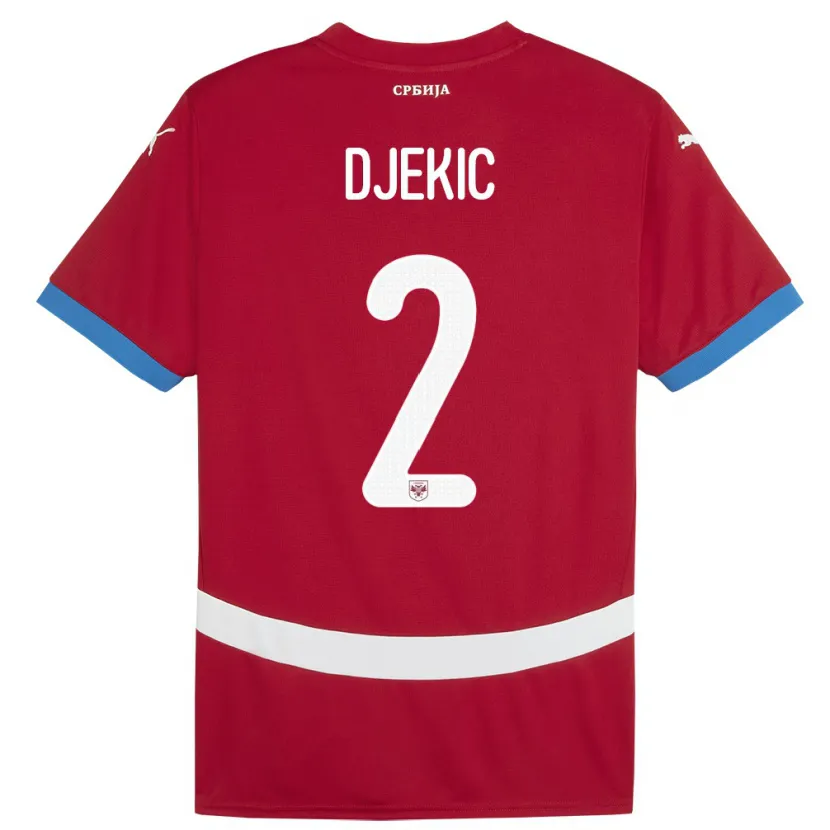 Danxen Dámské Srbsko Djuro Giulio Djekic #2 Červené Domů Hráčské Dresy 24-26 Dres