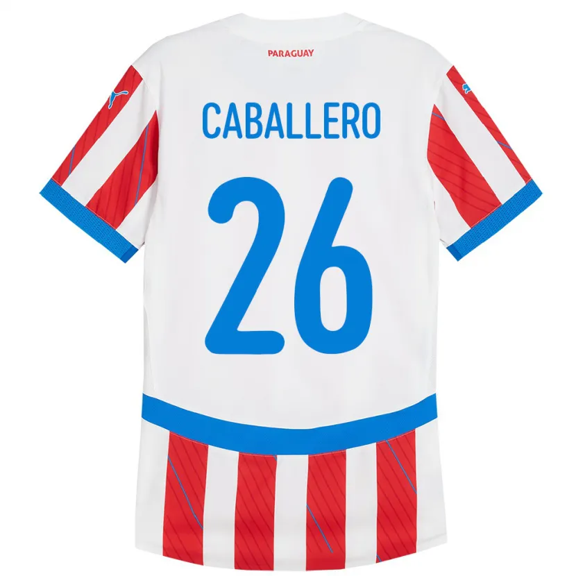 Danxen Dámské Paraguay Hernesto Caballero #26 Bílá Červená Domů Hráčské Dresy 24-26 Dres