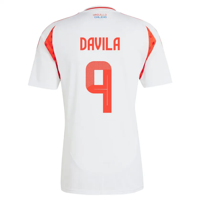 Danxen Dámské Chile Víctor Dávila #9 Bílý Daleko Hráčské Dresy 24-26 Dres