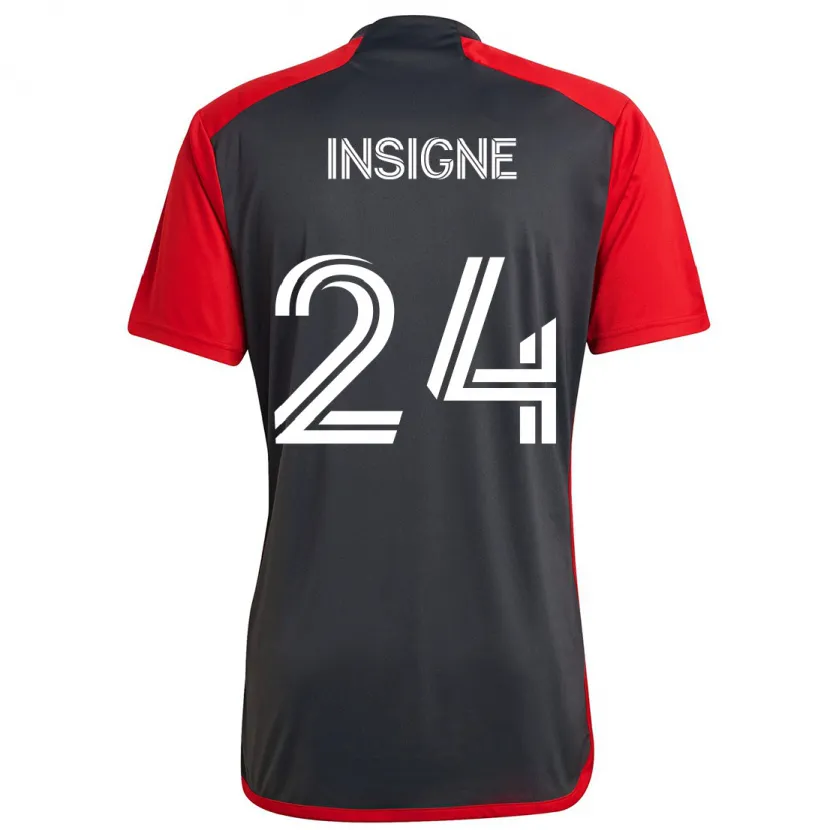 Danxen Dětské Lorenzo Insigne #24 Šedá Červená Domů Hráčské Dresy 2024/25 Dres