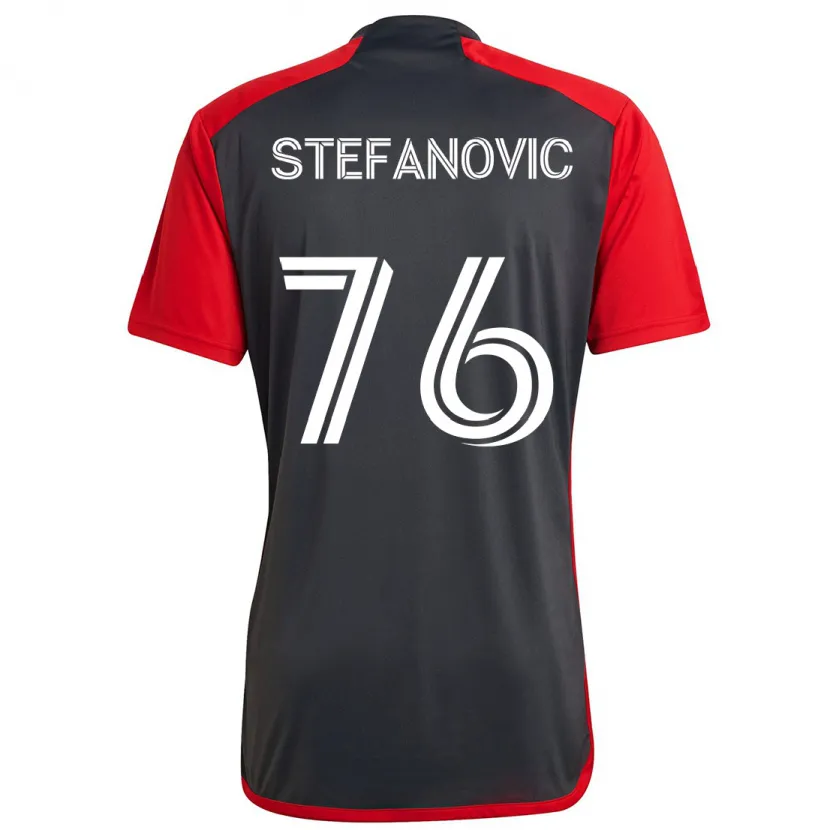 Danxen Dětské Lazar Stefanovic #76 Šedá Červená Domů Hráčské Dresy 2024/25 Dres