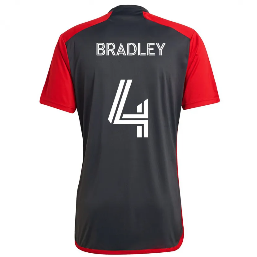 Danxen Dětské Michael Bradley #4 Šedá Červená Domů Hráčské Dresy 2024/25 Dres