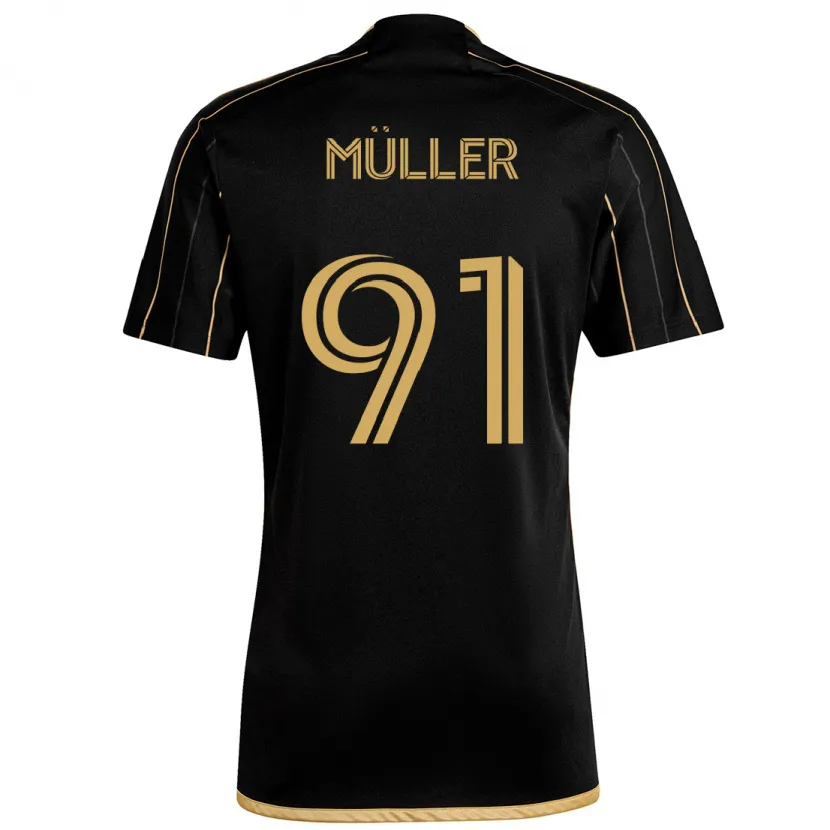 Danxen Dětské Luis Müller #91 Černé Zlato Domů Hráčské Dresy 2024/25 Dres