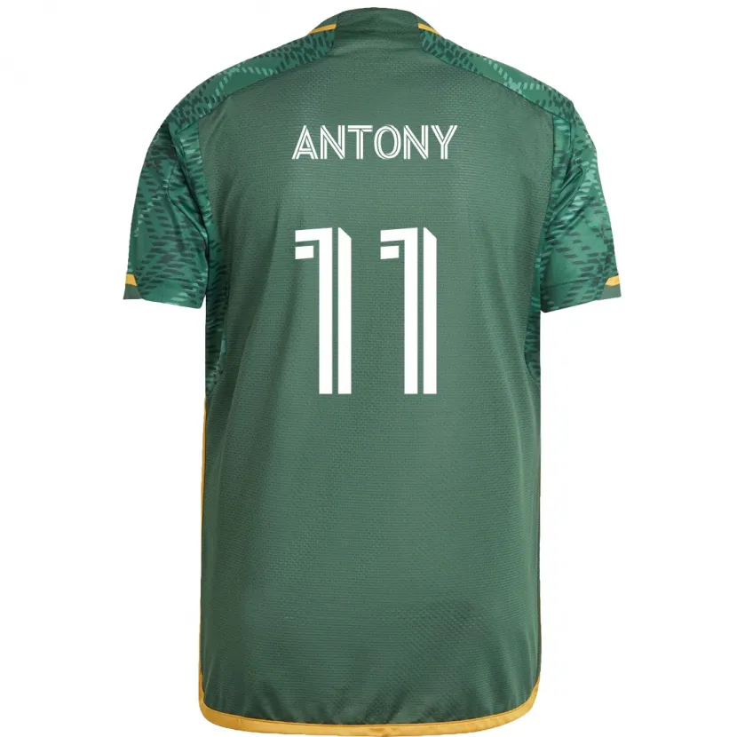 Danxen Dětské Antony #11 Zelená Oranžová Domů Hráčské Dresy 2024/25 Dres