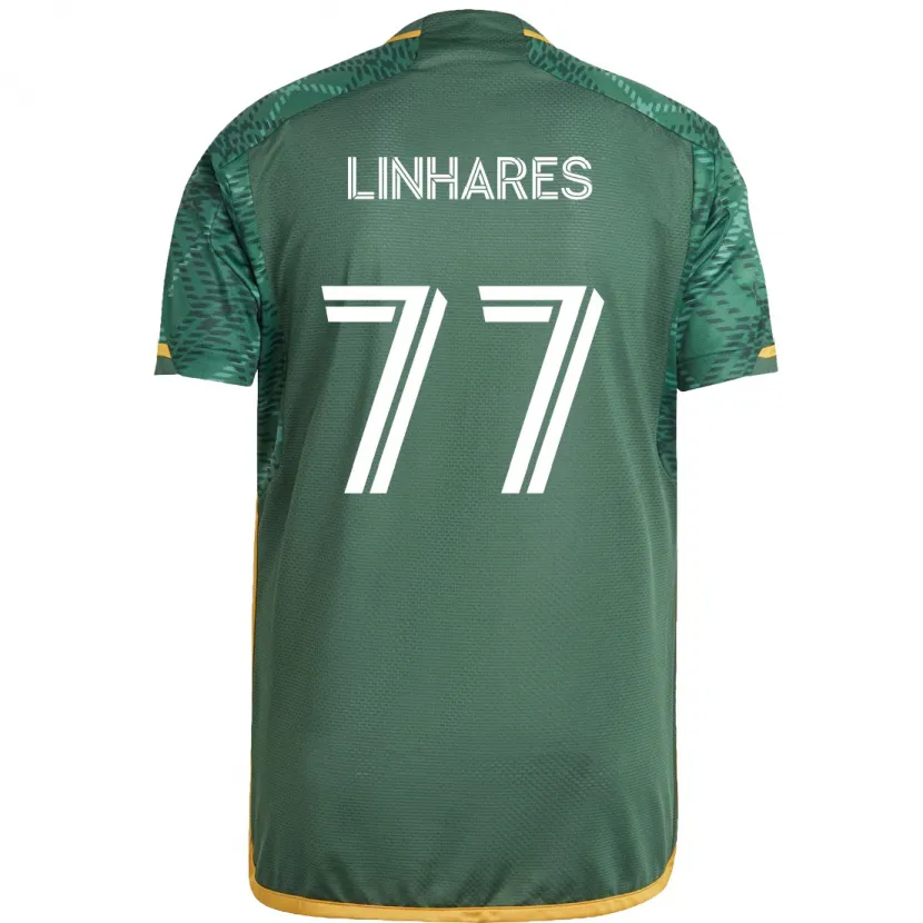 Danxen Dětské Kyle Linhares #77 Zelená Oranžová Domů Hráčské Dresy 2024/25 Dres