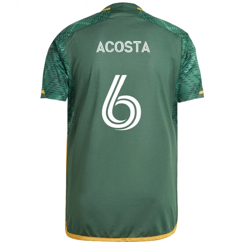 Danxen Dětské Bryan Acosta #6 Zelená Oranžová Domů Hráčské Dresy 2024/25 Dres