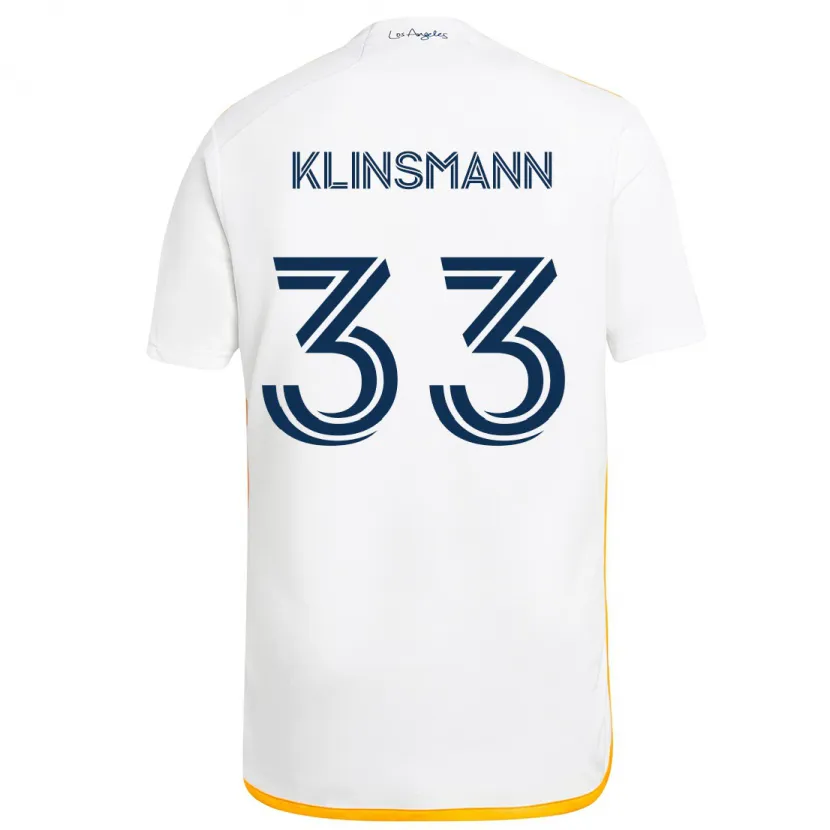 Danxen Dětské Jonathan Klinsmann #33 Bílá Žlutá Domů Hráčské Dresy 2024/25 Dres