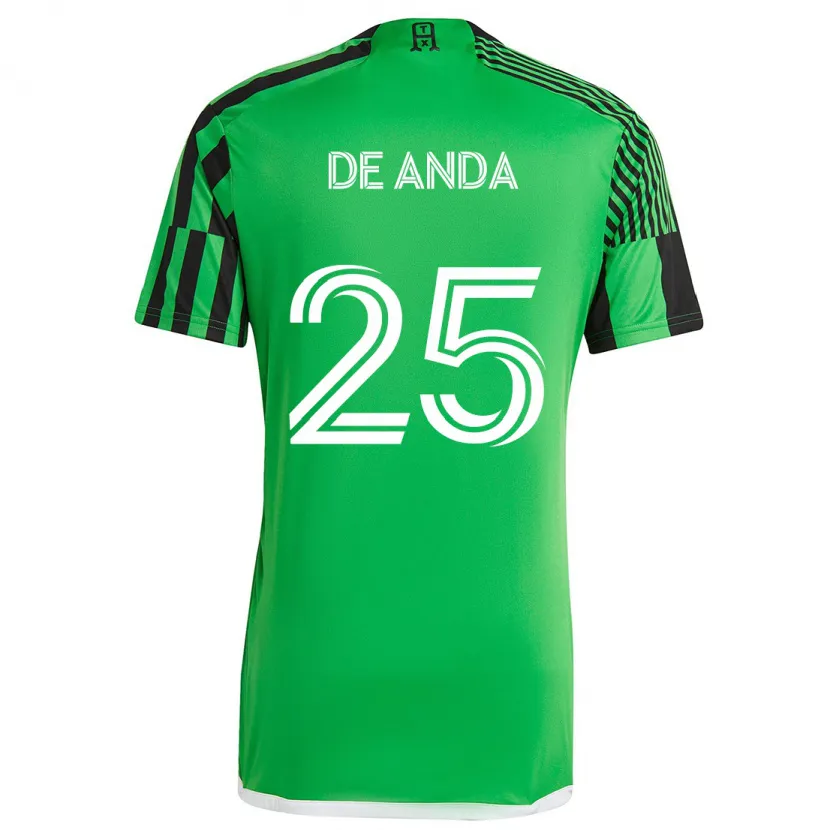 Danxen Dětské Anthony De Anda #25 Zelená Černá Domů Hráčské Dresy 2024/25 Dres