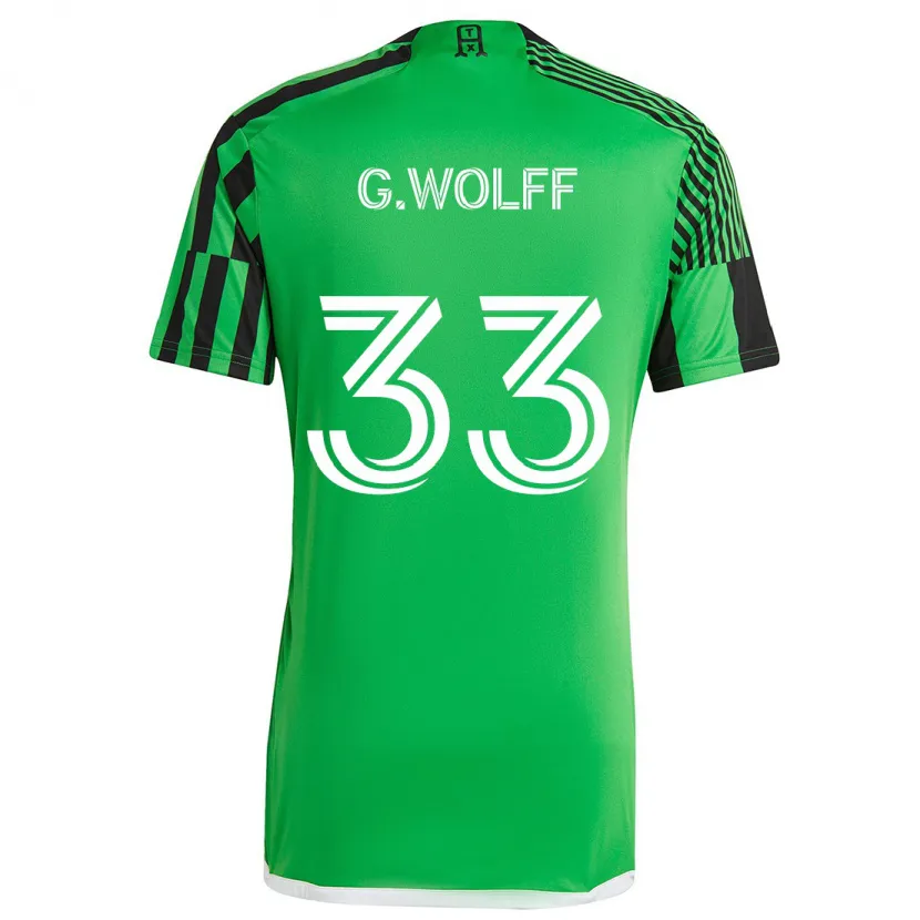 Danxen Dětské Gavin Wolff #33 Zelená Černá Domů Hráčské Dresy 2024/25 Dres