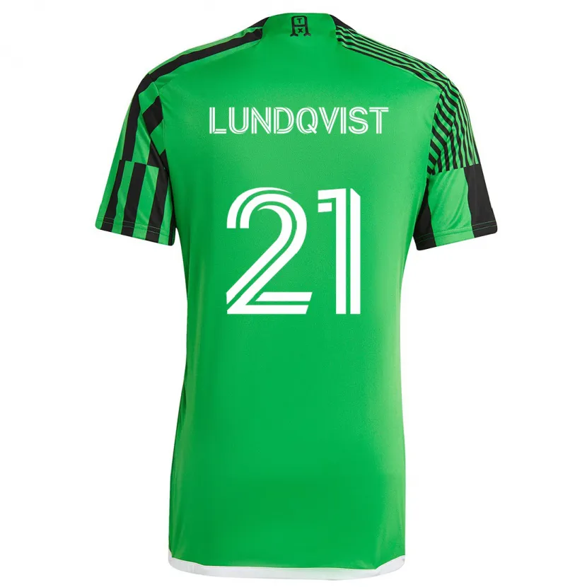 Danxen Dětské Adam Lundqvist #21 Zelená Černá Domů Hráčské Dresy 2024/25 Dres