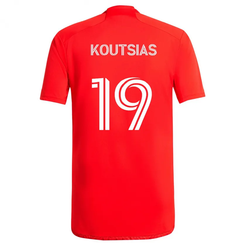 Danxen Dětské Georgios Koutsias #19 Červená Bílá Domů Hráčské Dresy 2024/25 Dres