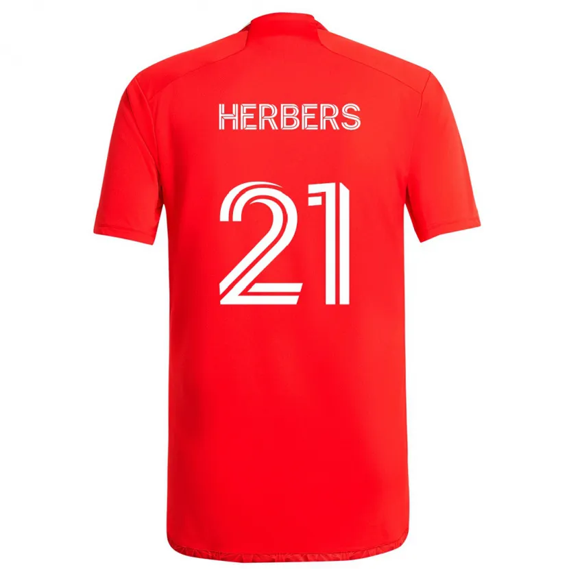 Danxen Dětské Fabian Herbers #21 Červená Bílá Domů Hráčské Dresy 2024/25 Dres