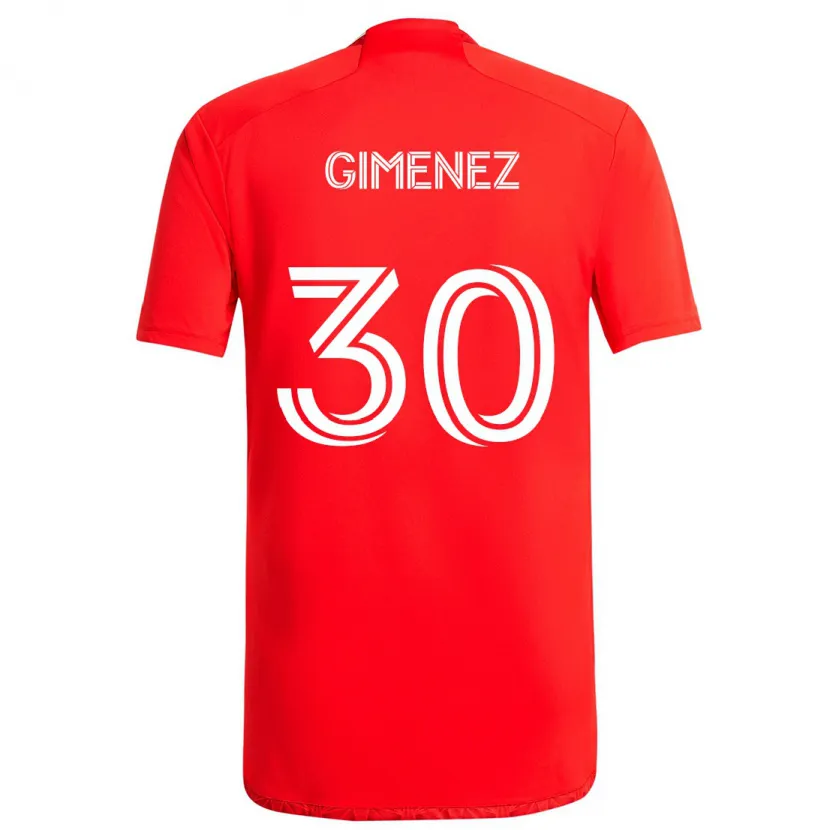 Danxen Dětské Gastón Giménez #30 Červená Bílá Domů Hráčské Dresy 2024/25 Dres