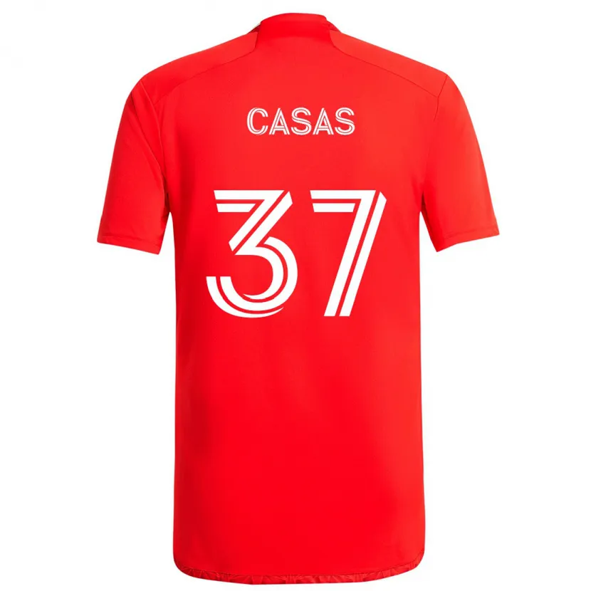 Danxen Dětské Javier Casas #37 Červená Bílá Domů Hráčské Dresy 2024/25 Dres