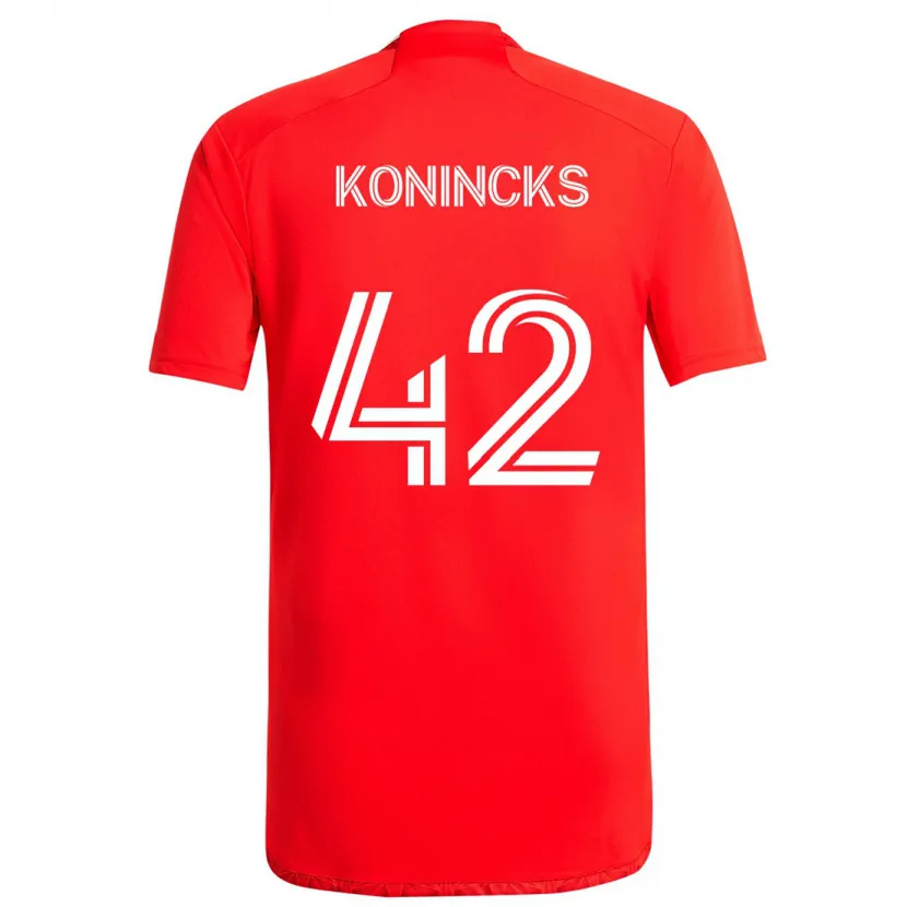 Danxen Dětské Diego Konincks #42 Červená Bílá Domů Hráčské Dresy 2024/25 Dres