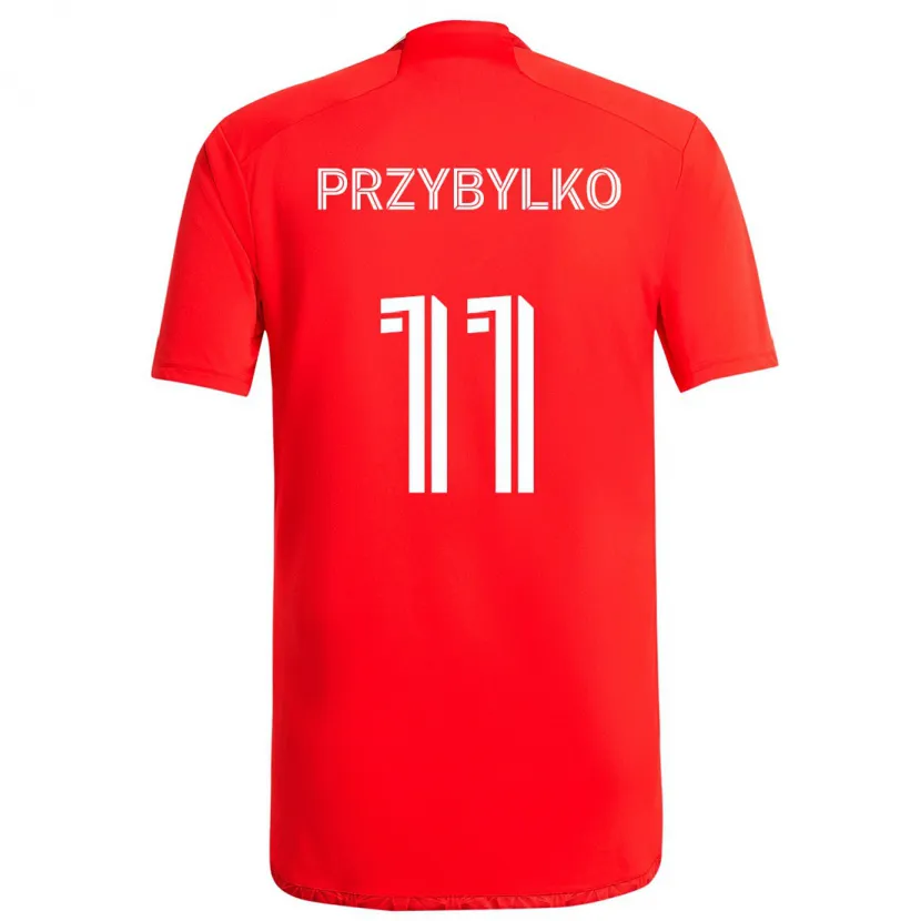 Danxen Dětské Kacper Przybylko #11 Červená Bílá Domů Hráčské Dresy 2024/25 Dres