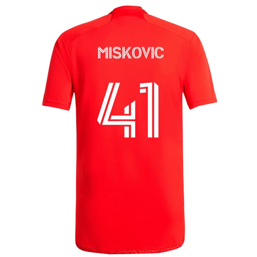 Danxen Dětské Mihajlo Miskovic #41 Červená Bílá Domů Hráčské Dresy 2024/25 Dres